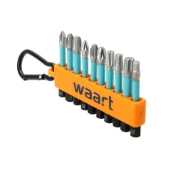 Zestaw końcówek udarowych 10 szt., S2 z karabińczykiem waart