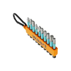 Zestaw końcówek udarowych 10 szt., S2 z karabińczykiem waart