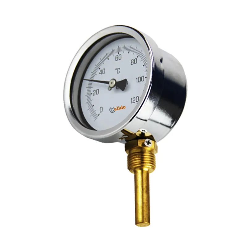 TERMOMETR BIMETALICZNY RADIALNY - pomiar temperatury Ø 63 mm, 0÷120°C. Długość czujnika: L50. TERMOMETR BIMETALICZNY RADIALNY - pomiar temperatury Ø 63 mm, 0÷120°C. Długość czujnika: L50.