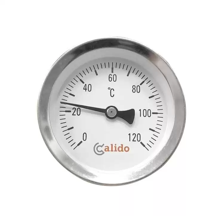 TERMOMETR BIMETALICZNY TYLNY - pomiar temperatury Ø 26 mm - szkło G1/2, 0÷120°C Średnica czujnika temperatury 6mm.