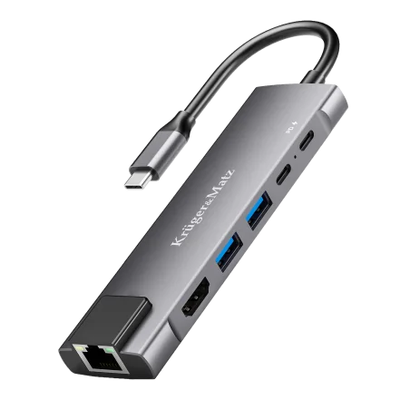 Adapter (HUB) USB typu C na HDMI/2x USB3.0/2x USB typu C/RJ45