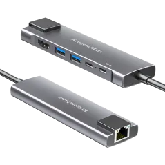 Adapter (HUB) USB typu C na HDMI/2x USB3.0/2x USB typu C/RJ45