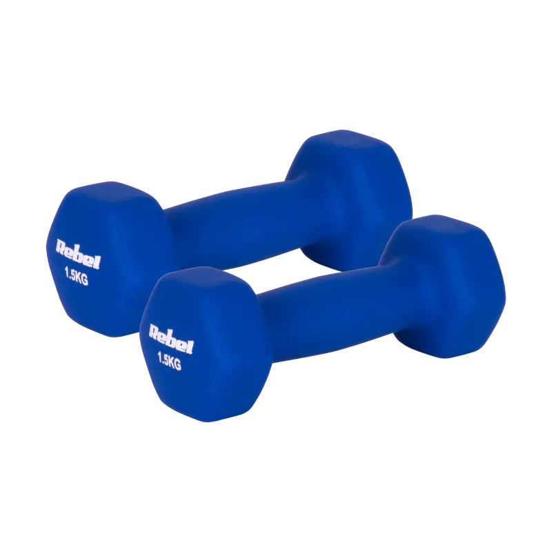 Hantelki żeliwne neoprenowe HEX 2x1.5kg, REBEL ACTIVE