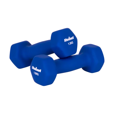 Hantelki żeliwne neoprenowe HEX 2x1.5kg, REBEL ACTIVE