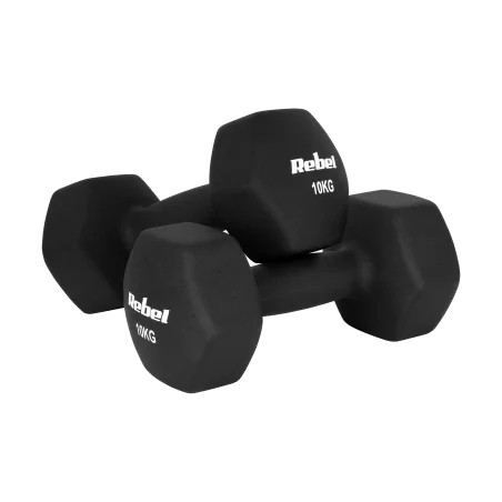 Hantelki żeliwne neoprenowe HEX 2x10kg, REBEL ACTIVE