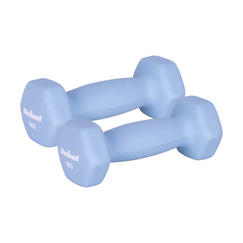 Hantelki żeliwne neoprenowe HEX 2x1kg, REBEL ACTIVE