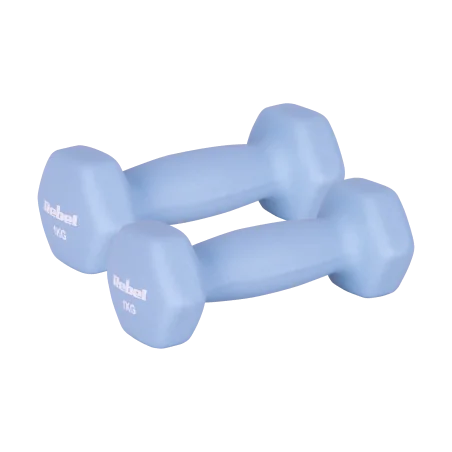 Hantelki żeliwne neoprenowe HEX 2x1kg, REBEL ACTIVE
