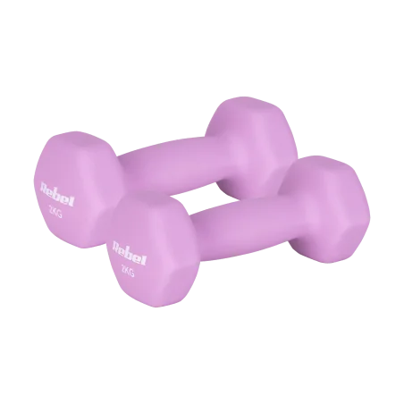 Hantelki żeliwne neoprenowe HEX 2x2kg, REBEL ACTIVE