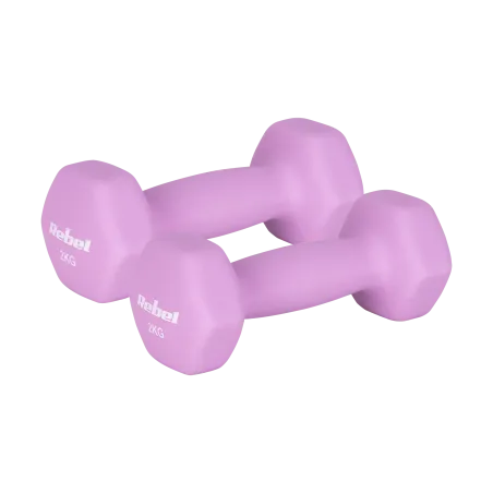 Hantelki żeliwne neoprenowe HEX 2x2kg, REBEL ACTIVE
