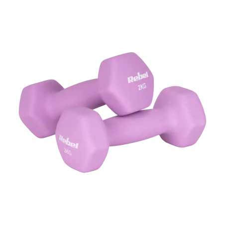 Hantelki żeliwne neoprenowe HEX 2x2kg, REBEL ACTIVE