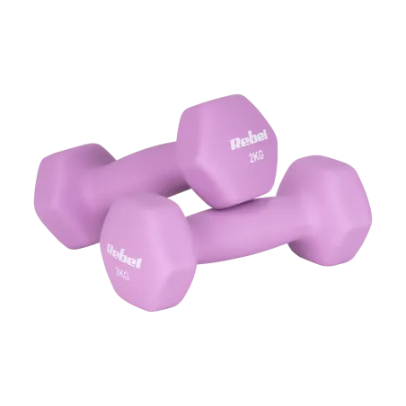 Hantelki żeliwne neoprenowe HEX 2x2kg, REBEL ACTIVE