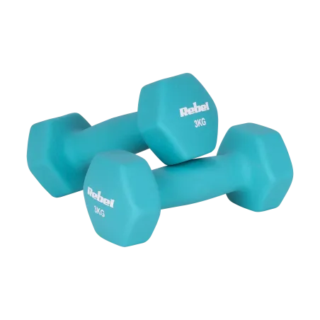 Hantelki żeliwne neoprenowe HEX 2x3kg, REBEL ACTIVE