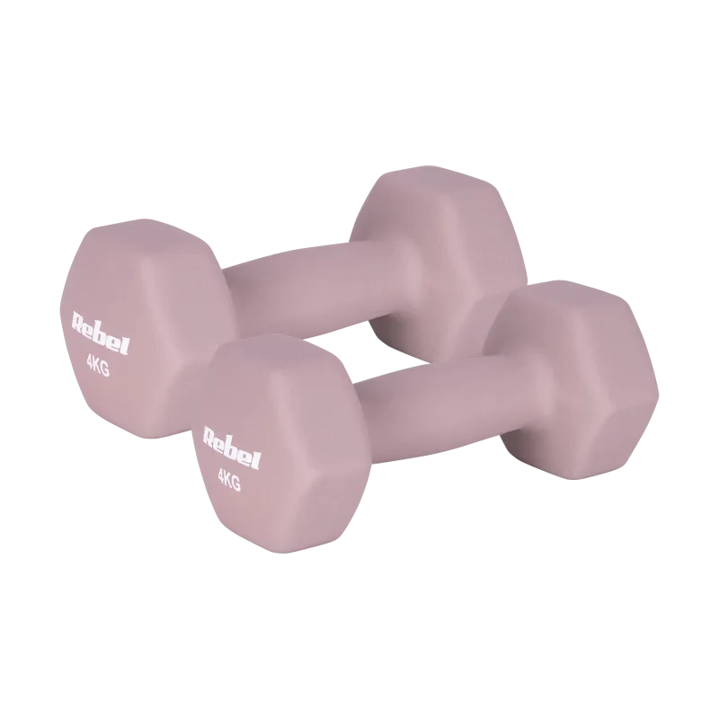 Hantelki żeliwne neoprenowe HEX 2x4kg, REBEL ACTIVE