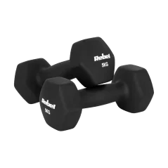 Hantelki żeliwne neoprenowe HEX 2x5kg, REBEL ACTIVE