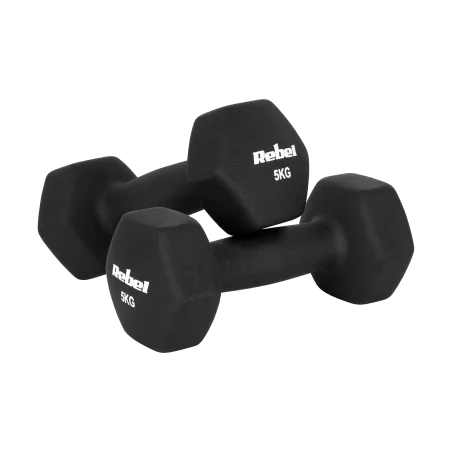 Hantelki żeliwne neoprenowe HEX 2x5kg, REBEL ACTIVE
