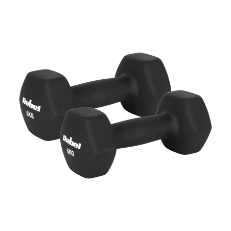 Hantelki żeliwne neoprenowe HEX 2x6kg, REBEL ACTIVE