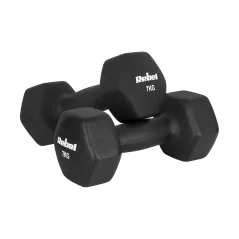 Hantelki żeliwne neoprenowe HEX 2x7kg, REBEL ACTIVE