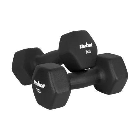 Hantelki żeliwne neoprenowe HEX 2x7kg, REBEL ACTIVE