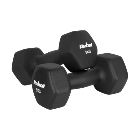 Hantelki żeliwne neoprenowe HEX 2x8kg, REBEL ACTIVE