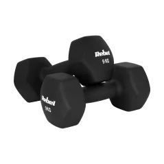 Hantelki żeliwne neoprenowe HEX 2x9kg, REBEL ACTIVE