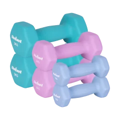 Hantelki żeliwne neoprenowe HEX zestaw 12kg (2x1kg+2x2kg+2x3kg), REBEL ACTIVE