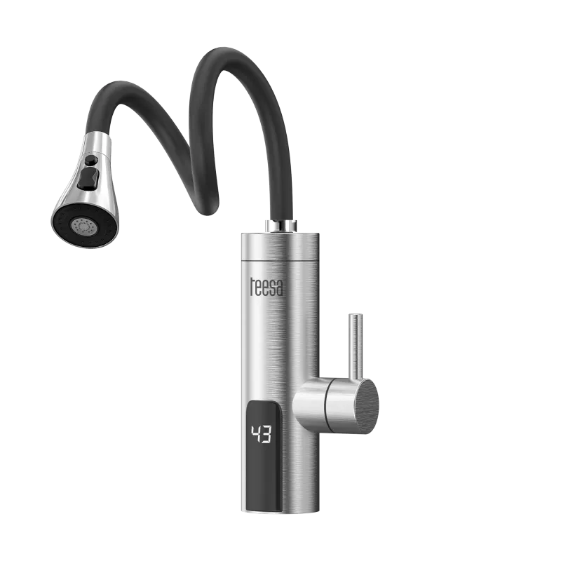 Przepływowy podgrzewacz wody - bateria metalowa kuchenna z elastyczną wylewką