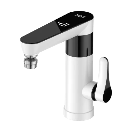 Przepływowy podgrzewacz wody - bateria stojąca biała