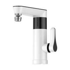 Przepływowy podgrzewacz wody - bateria stojąca biała