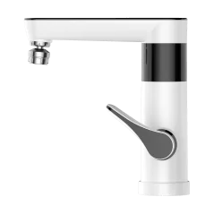 Przepływowy podgrzewacz wody - bateria stojąca biała