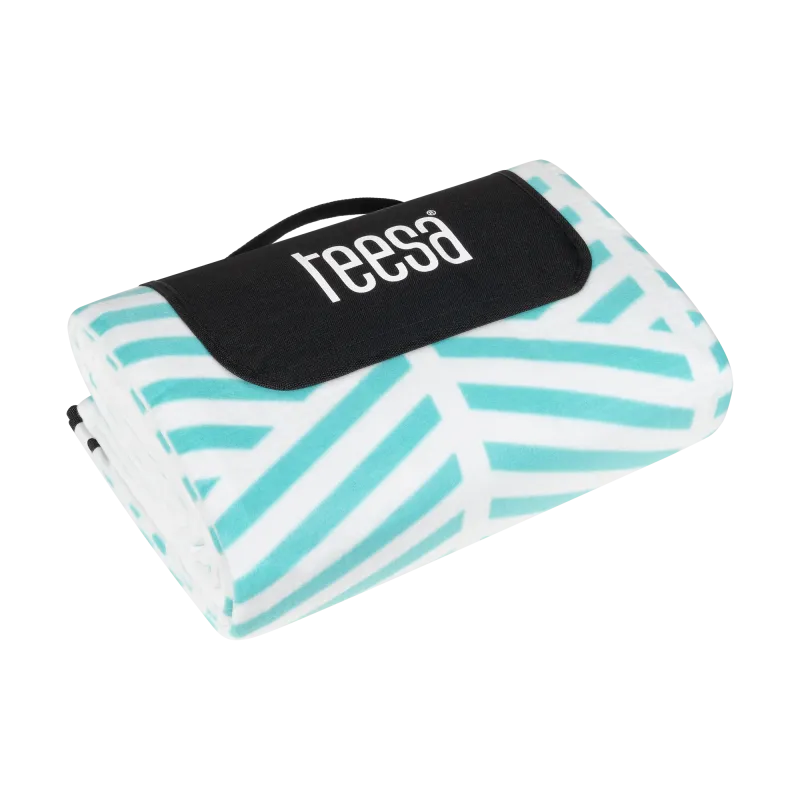 Koc mata piknikowa z izolacją i długim paskiem 200x300 cm TEESA - niebieski kłos Koc mata piknikowa z izolacją i długim paskiem 200x300 cm TEESA - niebieski kłos