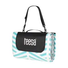 Koc mata piknikowa z izolacją i długim paskiem 200x300 cm TEESA - niebieski kłos