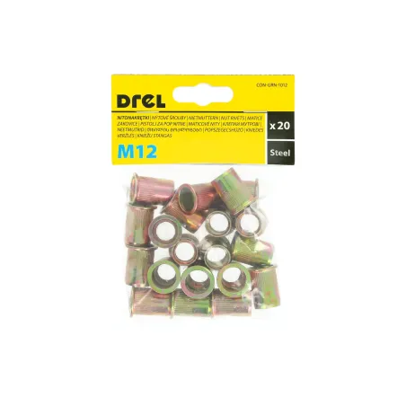 Nitonakrętki z kołnierzem M12, stalowe, 20 szt.