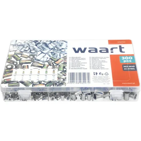 Zestaw nitonakrętek stalowych i aluminiowych M3-M10, 300 szt.