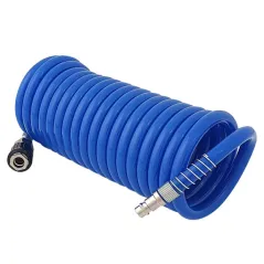 wąż PU niebieski spiralny 8x12mm z szybkozłączem 5m Sherman
