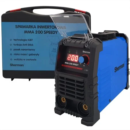 Spawarka Sherman MMA 200 Speedy (230V, 200A/60% IGBT, wyświetlacz, walizka)
