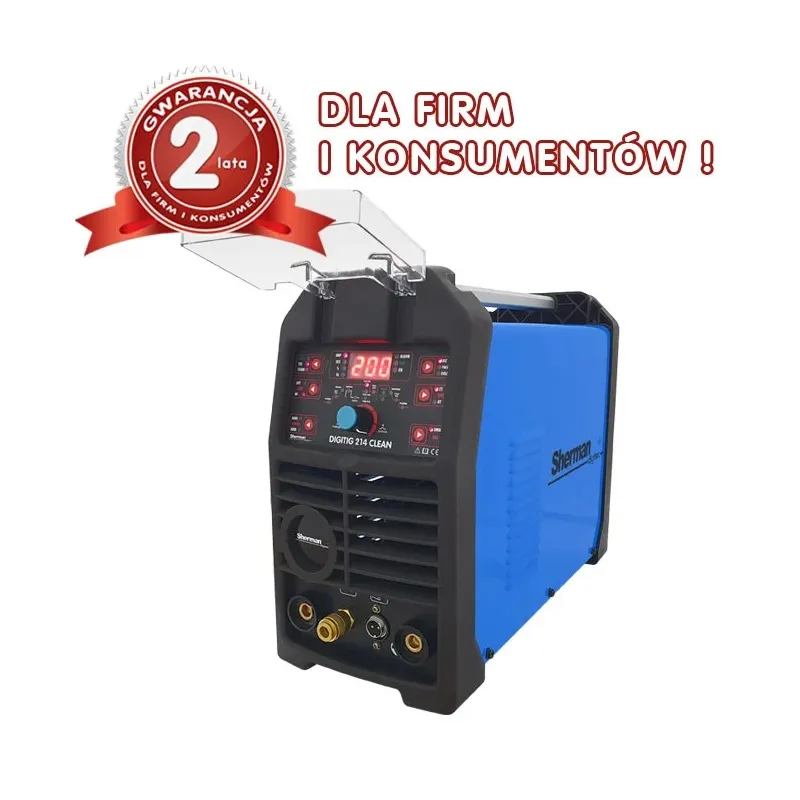Spawarka Sherman DIGITIG 214 CLEAN (230V, 200A/60% IGBT, puls, 2T/4T, wyświetlacz LED, ster. cyfr.)