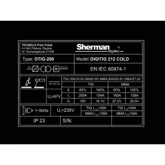 Spawarka Sherman DIGITIG 212 COLD (230V, 200A/60% IGBT, 2T/4T)