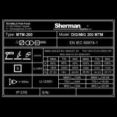 Spawarka Sherman DIGIMIG 200 MTM (230V, 200A/60%, IGBT 2R, 2T/4T, puls, synergia)