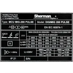 Spawarka Sherman DIGIMIG 200 Pulse (230V, 200A, IGBT, puls)