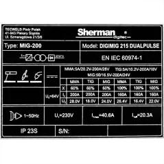 Spawarka Sherman DIGIMIG 215 DUALPULSE 4R (230V, 200A)