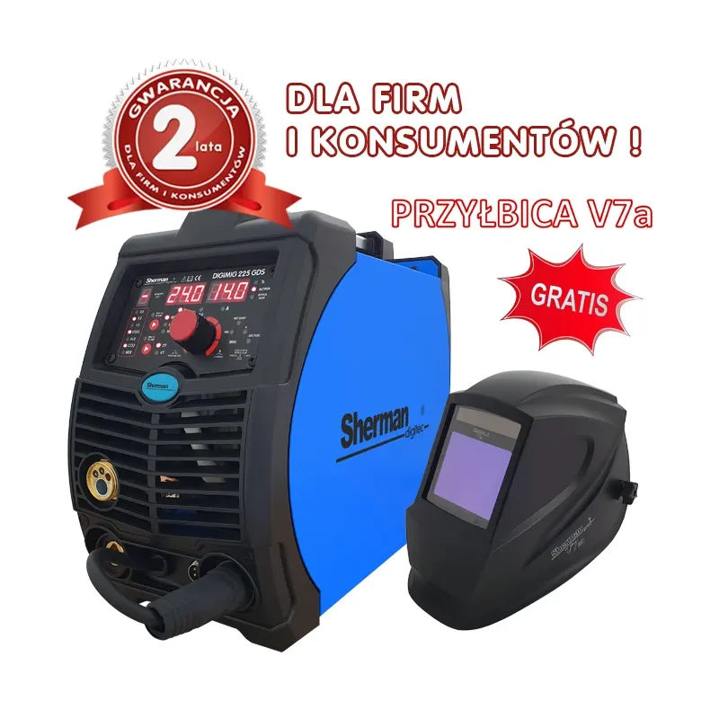 Spawarka Sherman 225GDS (230V, 220A/30% pamięć, synergia) *przyłbica V6b gratis* * 2 lata gwarancji dla firm i konsumentów * Spawarka Sherman 225GDS (230V, 220A/30% pamięć, synergia) *przyłbica V6b gratis* * 2 lata gwarancji dla firm i konsumentów *