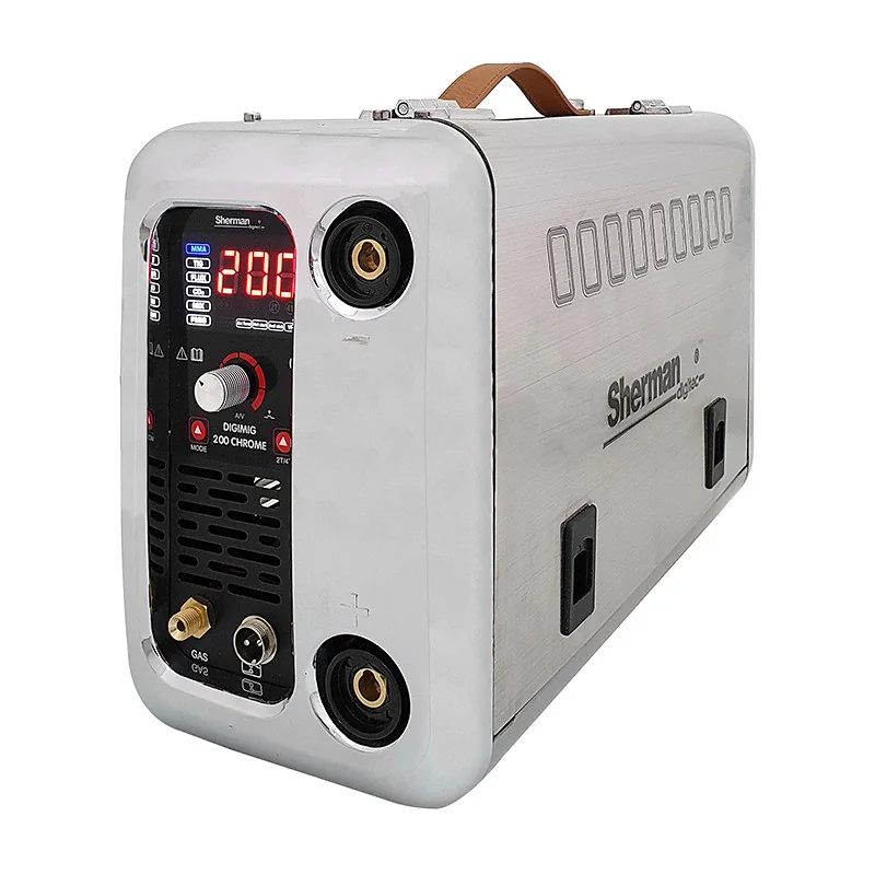Spawarka Sherman DIGIMIG 200 CHROME (230V 200A/60% IGBT, 2R, puls, 2T/4T, ster cyfr., synergia) Spawarka Sherman DIGIMIG 200 CHROME (230V 200A/60% IGBT, 2R, puls, 2T/4T, ster cyfr., synergia)