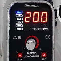 Spawarka Sherman DIGIMIG 200 CHROME (230V 200A/60% IGBT, 2R, puls, 2T/4T, ster cyfr., synergia)
