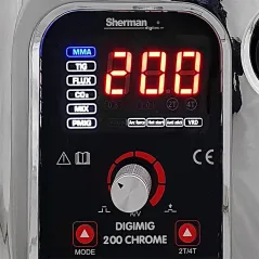 Spawarka Sherman DIGIMIG 200 CHROME (230V 200A/60% IGBT, 2R, puls, 2T/4T, ster cyfr., synergia)