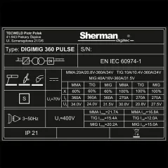 Spawarka Sherman DIGIMIG 360 Pulse (3x400V, 360A, IGBT, 4R)