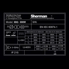 Spawarka Sherman MIG 300M/4R (3x400V 300A/60% IGBT)