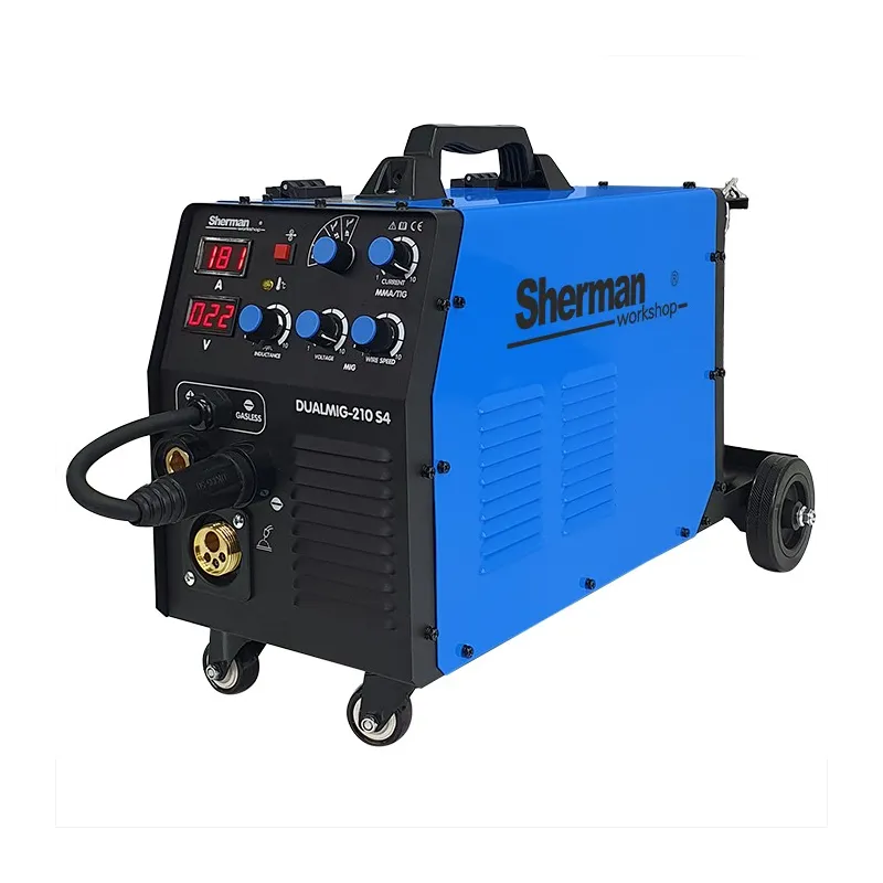 Spawarka Sherman DUALMIG 210 S4 z kółkami (230V, 200A/60%, 2R, spaw. bez gazu,wyświetlacz)