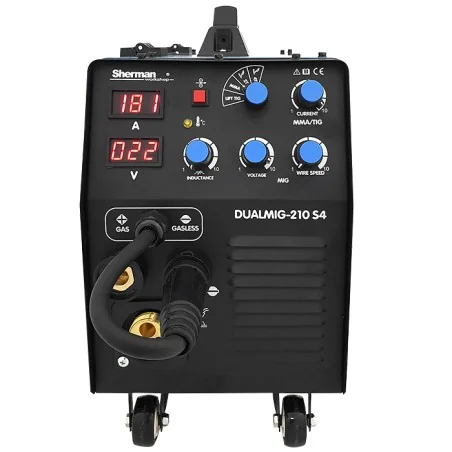 Spawarka Sherman DUALMIG 210 S4 z kółkami (230V, 200A/60%, 2R, spaw. bez gazu,wyświetlacz)