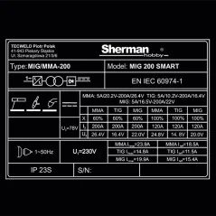 Spawarka Sherman MIG 200 SMART (230V, 200A/60%, 2R)