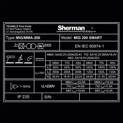 Spawarka Sherman MIG 200 SMART (230V, 200A/60%, 2R)